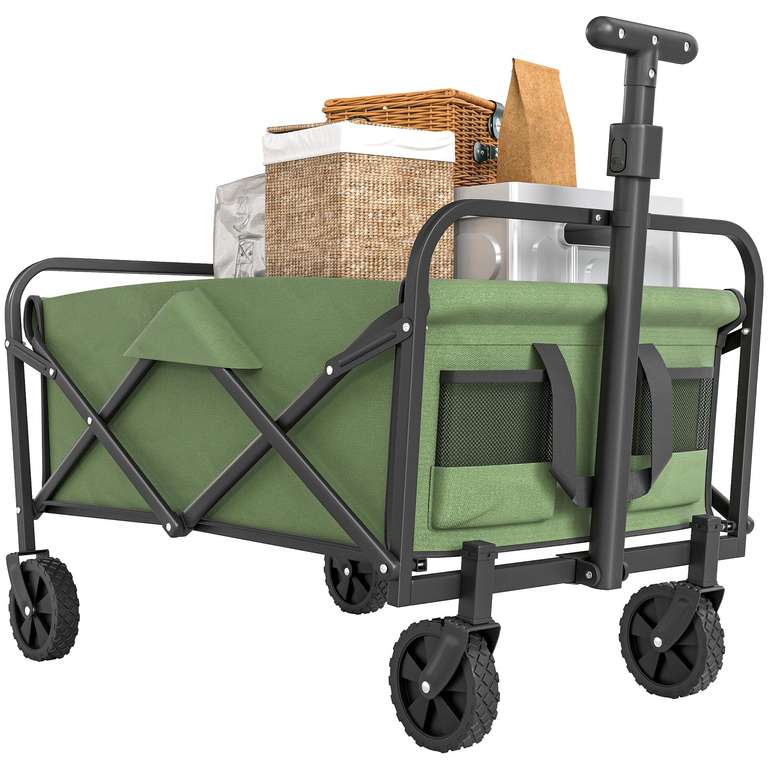 Outsunny 62L Festival Trolley on Wheels, Garden Folding Trolley Cart, 120kg Heavy Duty