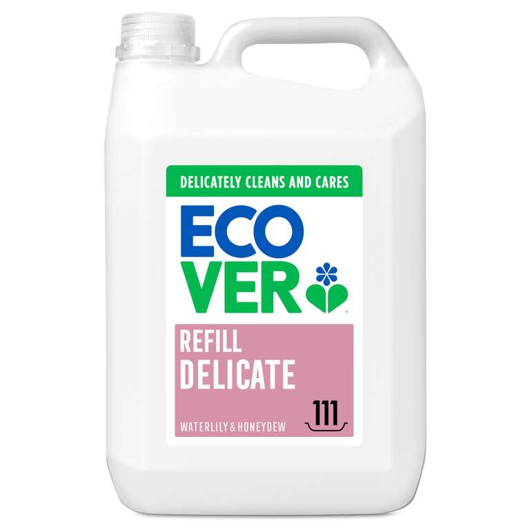 Ecover Delicate Laundry Detergent Refill, Fresh Waterlily & Honeydew Scent 1 x 111 Washes, 1 x 5L