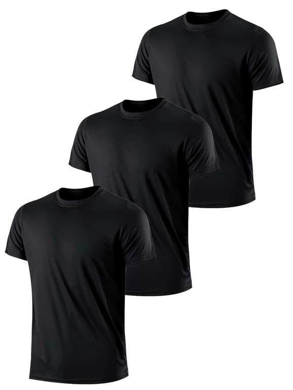 Pack of 3 Men's Black Quick-Dry Breathable Sports T-Shirt Size XXL. Sold & Shipped by Haul Global