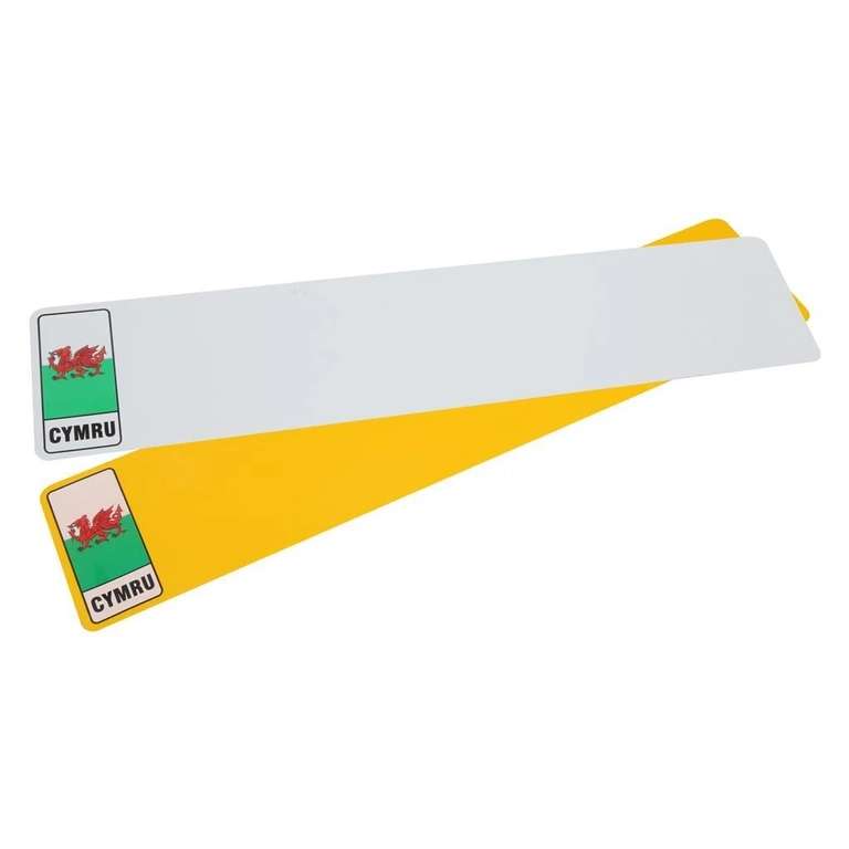 Pair Front Rear MOT UK Road Legal Car Registration Standard Welsh Number Plates, DVLA registered - by In Car Products - with code