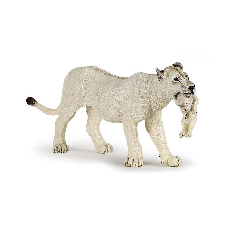 Papo - Realistic White Lioness With Cub Figure