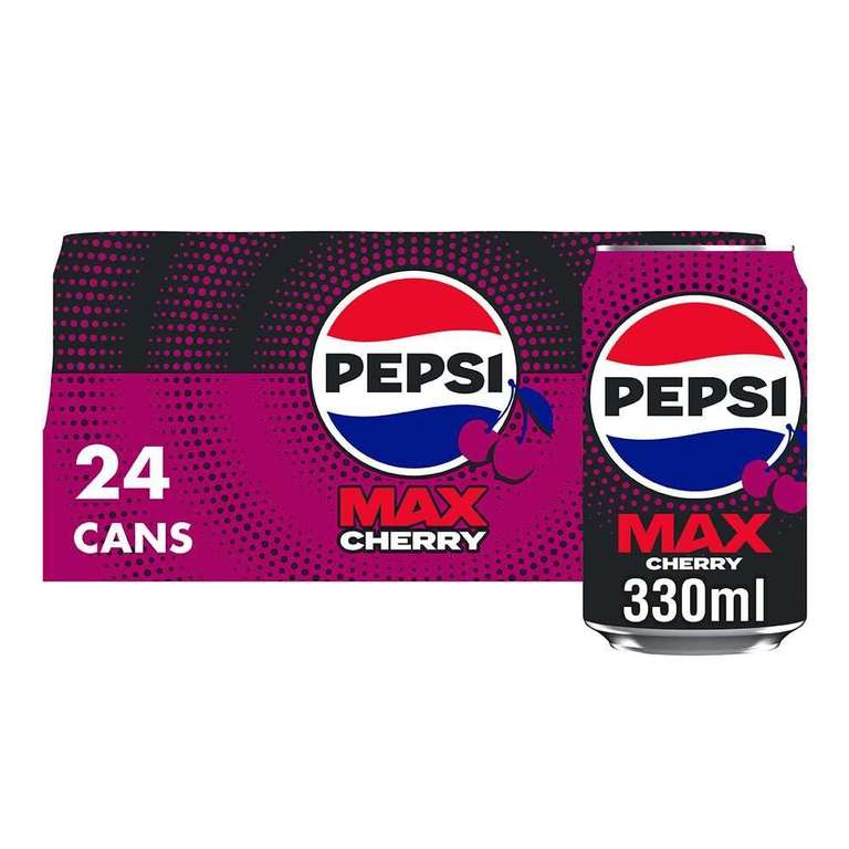 Pepsi Max Cherry No Sugar Cola Cans 24 x 330ml - £7.12 / £6.37 S&S