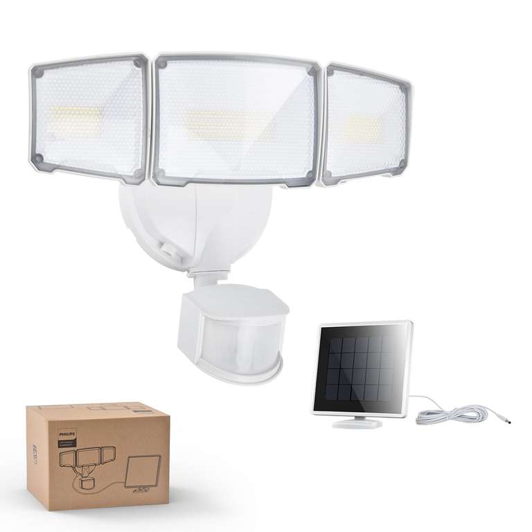 Philips 3600LM Solar Security Lights w/PIR Motion Sensor Outdoor Waterproof 5m Cable Separate Solar Panel 3 Modes Sold By Favourline-UK/FBA
