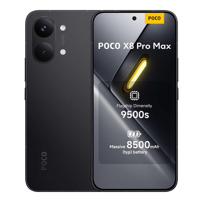 POCO X8 Pro Max All colours 12+512 GB Dimensity 9500s, 8500mAh battery AMOLED display, 50MP Camera 1 year extra warranty