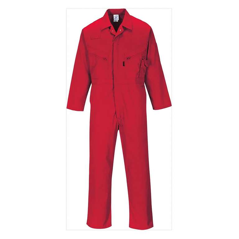 Portwest C813 Men's Liverpool Work Overalls Protective Boiler Suit Red, Large only