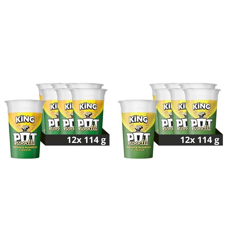Pot Noodle Chicken & Mushroom King Pot Noodle instant vegetarian snack quick to make noodles 24x 114 g
