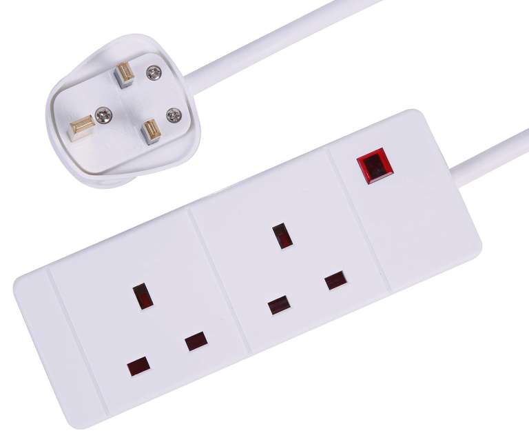 PRO ELEC PELB1900 2 Gang Extension Lead 3m, White