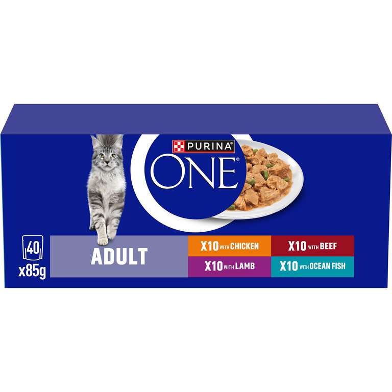 PURINA ONE Mini Fillets Mixed Selection in Gravy Adult Wet Cat Food 40x85g (20% total off 4 Boxes with S&S - £42.40)