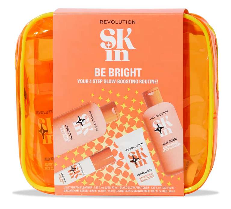 Revolution Skin, Be Bright 4 Step Starter Kit, Brightening Skincare Set Includes Cleanser, Toner, Serum & Moisturiser, Vegan & Cruelty-Free