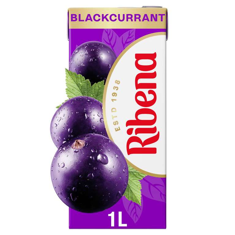 Ribena Blackcurrant Juice Drink 1L Carton – Real British Blackcurrants | Rich in Vitamin C | No Artificial Colours or Flavours