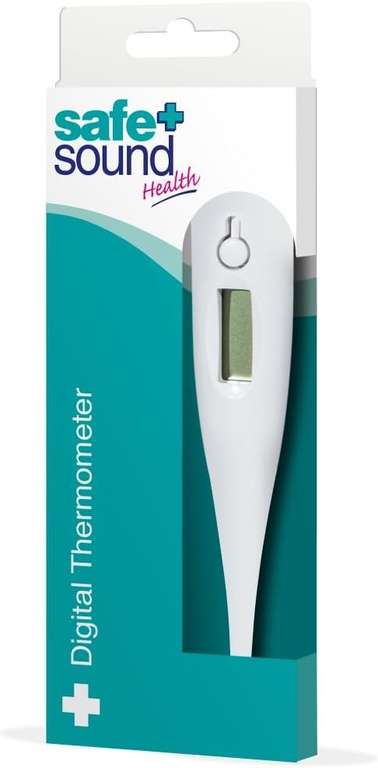 Safe + Sound Digital Thermometer for Adults, Children and Babies Oral, Underarm or Rectal Temperature Readings (Batteries Supplied)