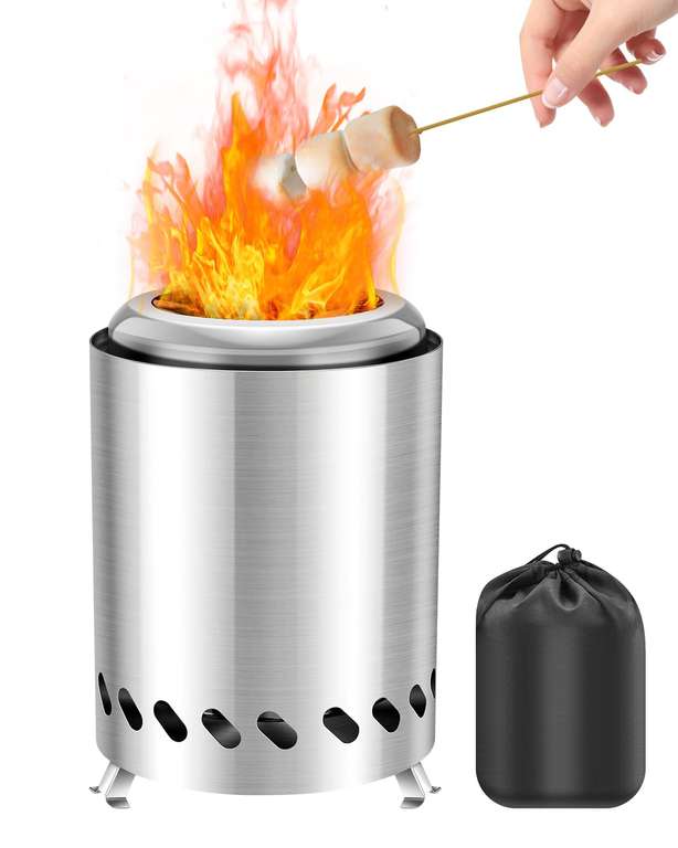 Saker Tabletop Fire Pit, 2026 Upgraded Stainless Steel Smokeless Portable Fire Pit for Camping, Outdoor Patio Use - Sold by Saker LTD FBA