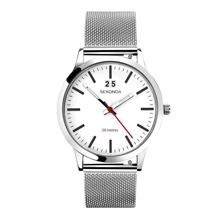 Sekonda Men’s Nordic Watch, White Dial with Mesh Strap, Model: 1940 - with code - Sold by Sekonda Watches