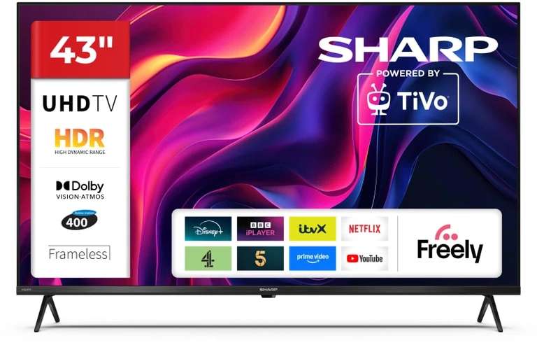 SHARP 43″ 4K Ultra HD Smart TV - REFURB-A with code Currys Clearance