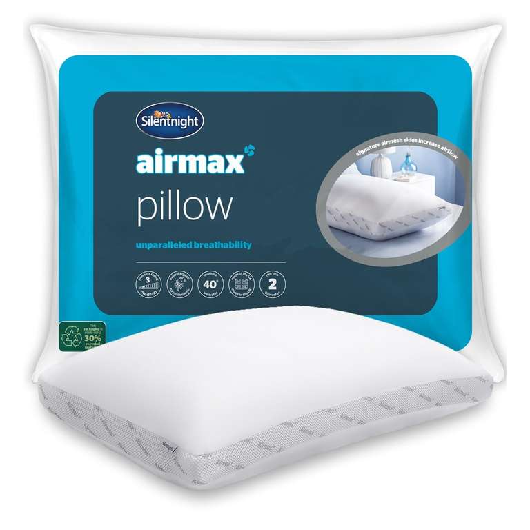 Silentnight Airmax Pillow - Air Mesh Sides Maximising Airflow Preventing Overheating for a Cool Night's Sleep - Machine Washable