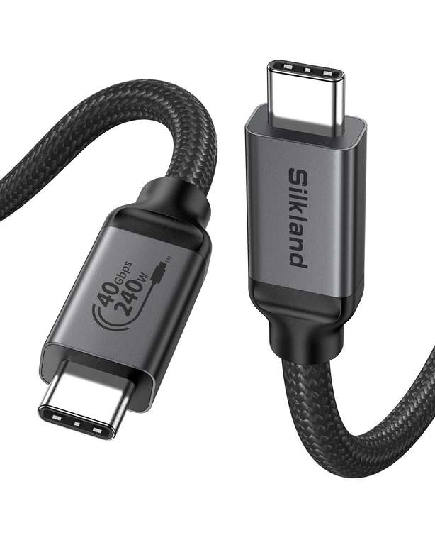 Silkland Certified USB4 Cable for Thunderbolt 4 Cable 1m (Compatible with USB C 3.2 Gen 2, 40Gbps) - Sold by Silkland-UK FBA