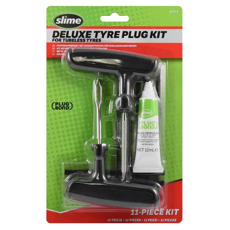 Slime 2040-5 Tire Repair Plug Kit, Deluxe, Contains Strings, Tools and Glue, 11 Pieces