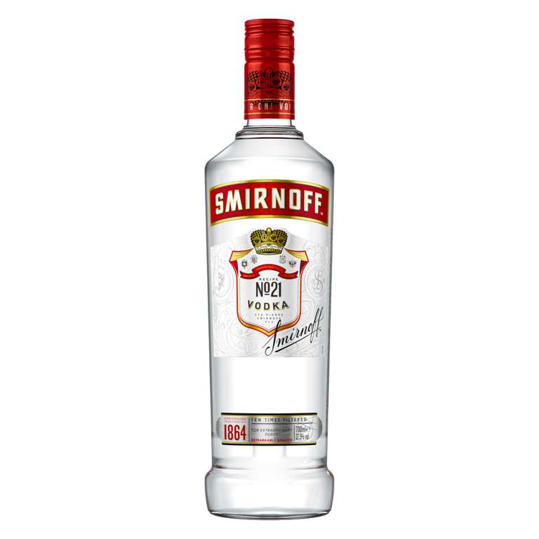 Smirnoff No. 21 Vodka, 37.5% vol, 70cl, Triple Distilled & 10 x Filtered, Premium Vodka Made in Great Britain