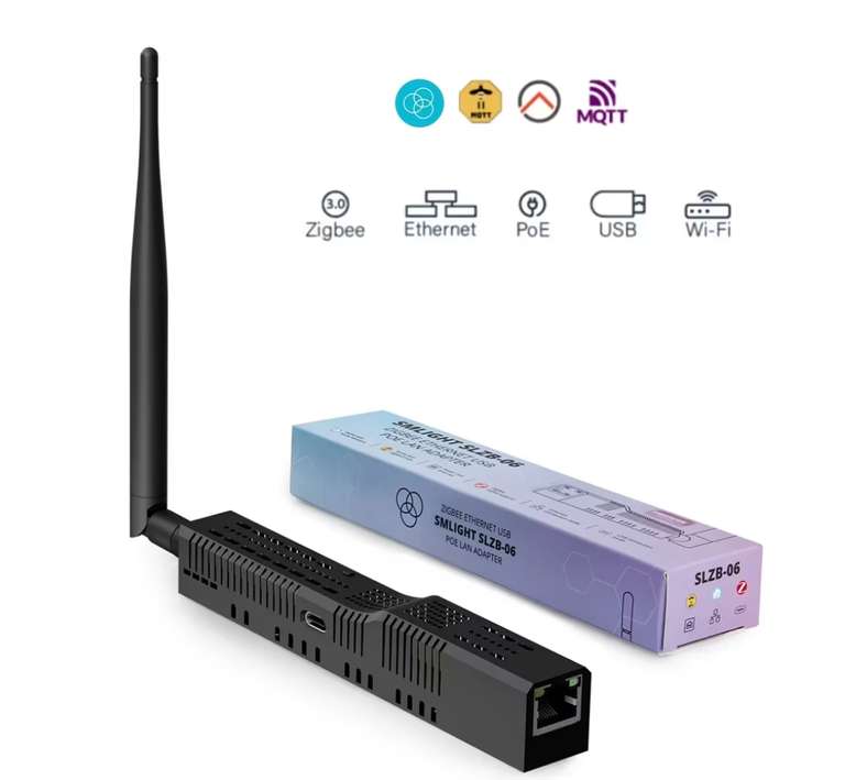 SMLIGHT SLZB-06/M/P7 3.0 Zigbee to Ethernet, USB and WiFi gateway coordinator and PoE with code at ANTVLED Store /£20.58 for new members