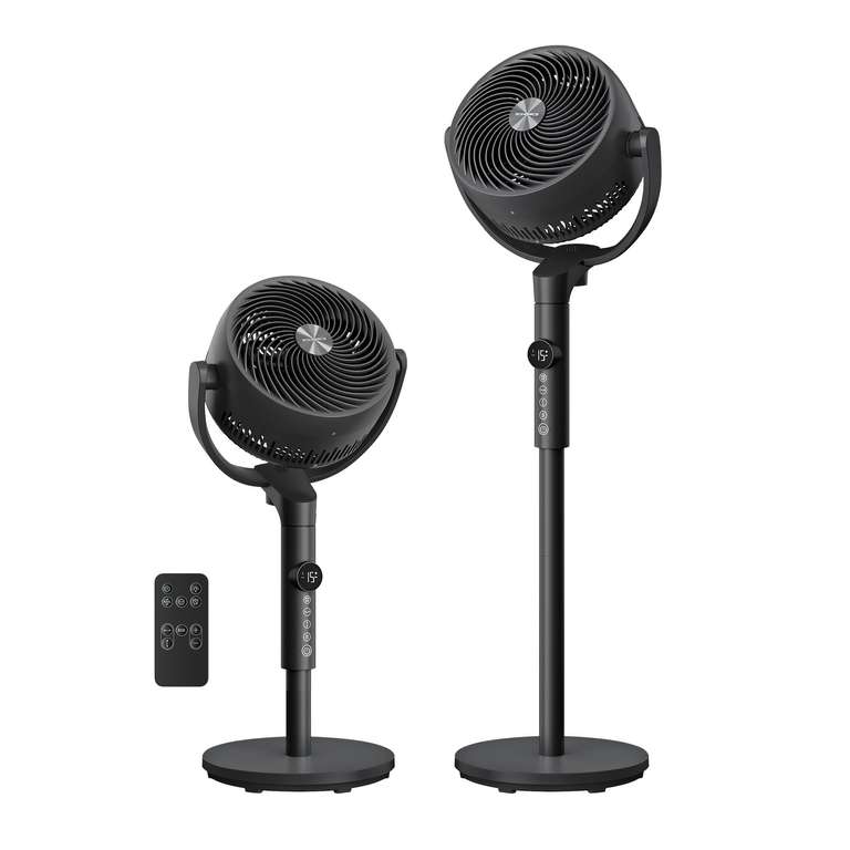 SONGMICS 20 dB Quiet Pedestal Fan with Remote, Cooling Air Circulator, 120°+135° Oscillating 15 Speeds 15 h Timer 3 Modes Adjustable Height