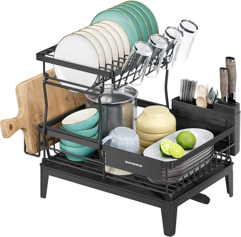 Songmics 2-Tier Dish Drainer Rack with Rotatable & Extendable Spout - Sold & Dispatched by Songmics Home UK (Prime Exclusive)