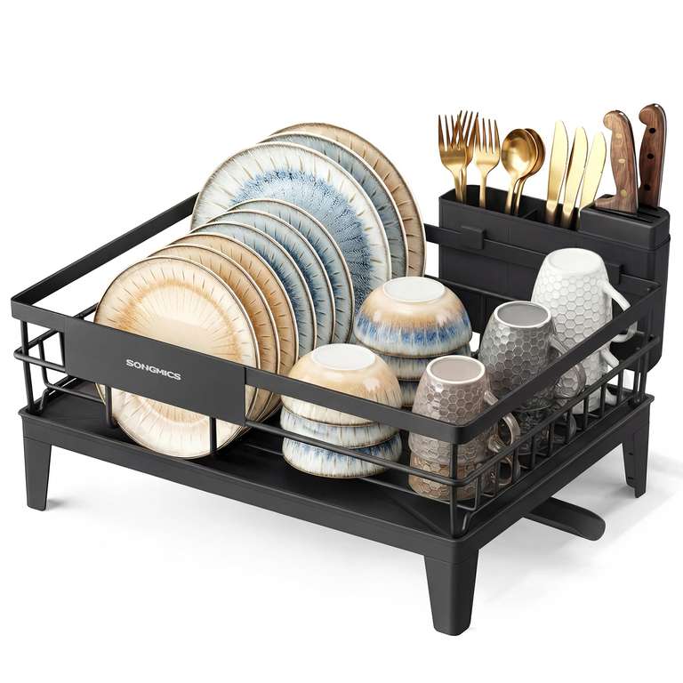 Songmics Dish Drainer Rack with Rotatable & Extendable Spout (Prime Exclusive)