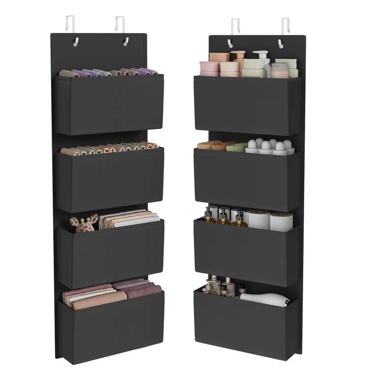 SONGMICS Over Door Storage Organiser – Set of 2, 8 Pockets, 5kg Capacity, Ink Black @ SONGMICS HOME UK /FBA