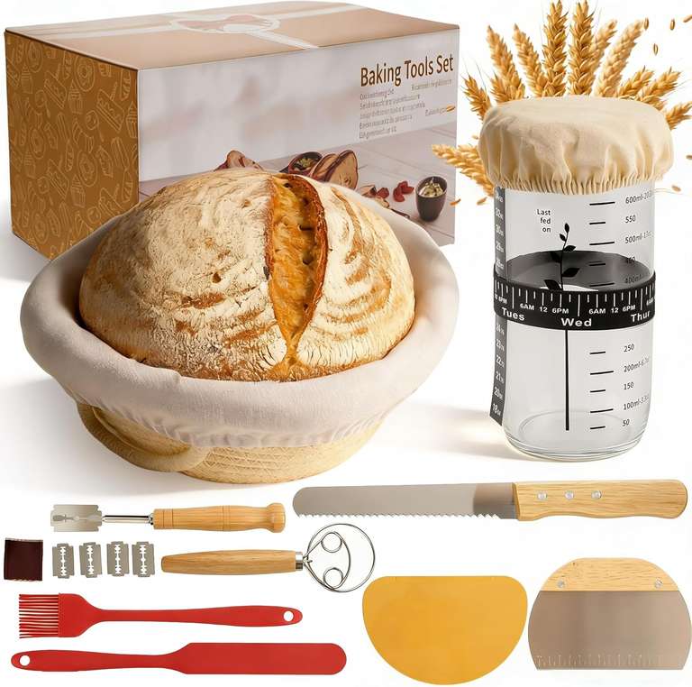 Sourdough Starter Kit – 11-Pcs Bread Making Set - Sold by ASOBEAGE/FBA