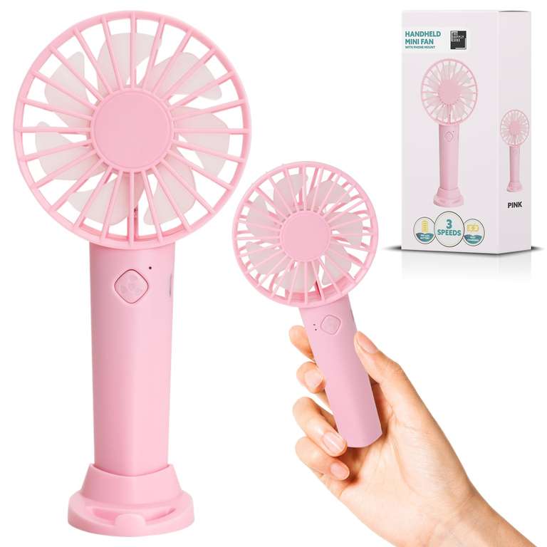 Supply Cube USB Rechargeable Handheld Fan with 3 Speed Settings - Sold by The Supply Cube Limited / FBA