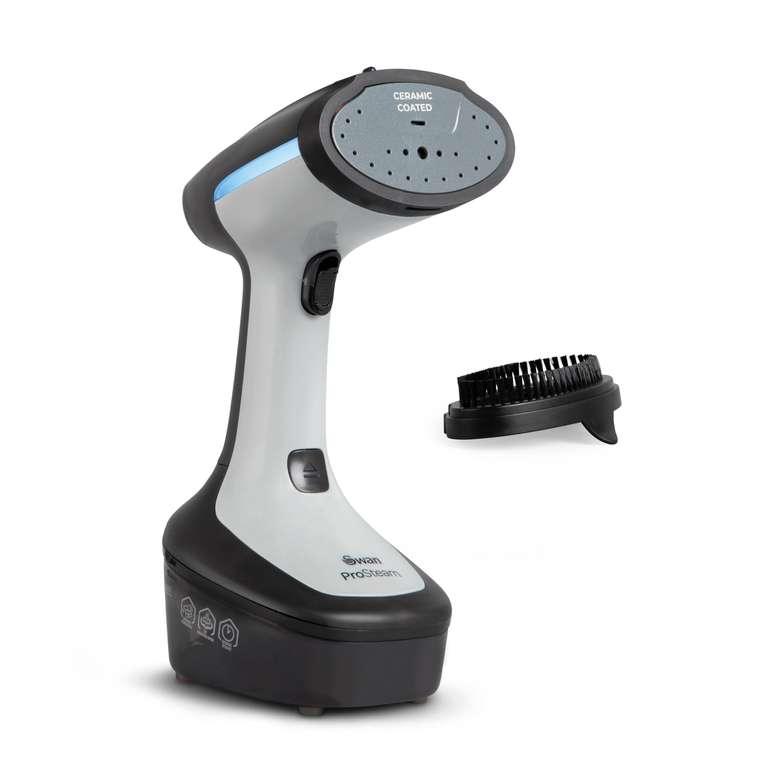 Swan SI12022N Portable Garment Steamer, Jet Steam, Ceramic Coated,, 1500W, 300ml Water Tank, 25 g Steam Rate, Black