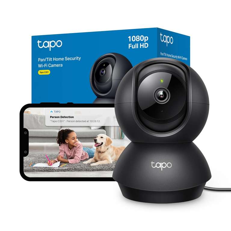 Tapo C201 Pan/Tilt Indoor Wifi Security Camera, No Monthly Fee, AI Detection, 1080p Full HD