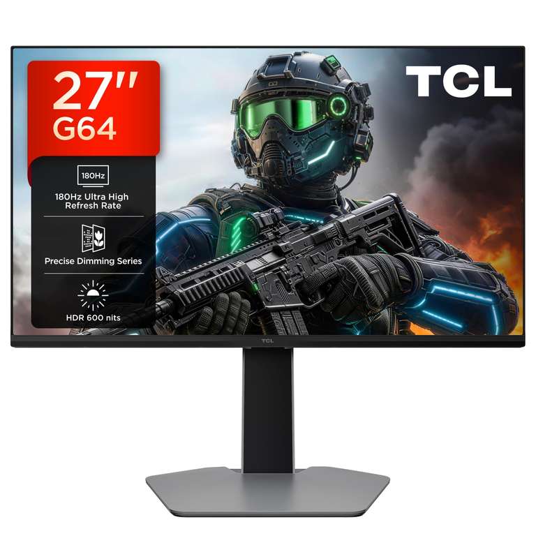 TCL 27G64 27” QD-Mini-LED Monitor, QHD resolution, 180Hz, HDR 600 nits