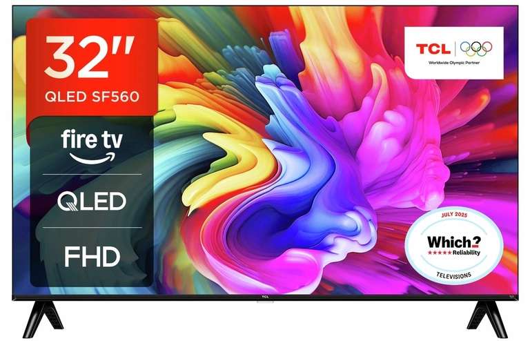 TCL 32 Inch TV SMART QLED Fire TV 32SF560-UK Full HD 1080p HDR Freely TV Refurbished Excellent with code Sold by Argos