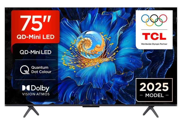 TCL 75C6KS-UK QD-Mini LED TV, 4K HDR Premium, Powered by Google TV (Dolby Vision & Atmos, Onkyo 2.1 Sound System, Voice Control，2025 Model)