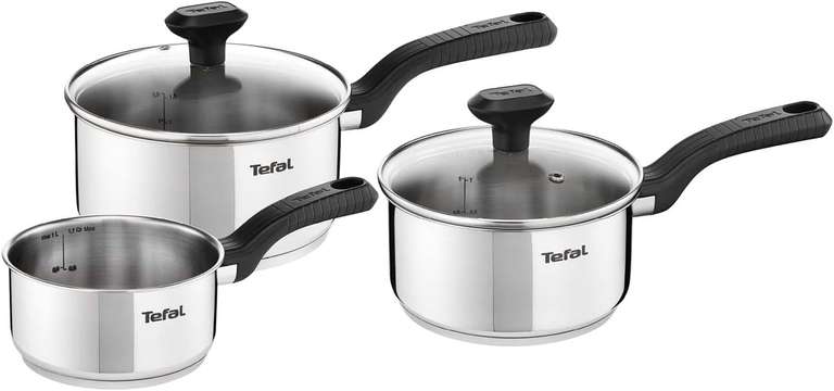 Tefal Comfort MAX Stainless Steel Saucepan Set, 3 Pieces