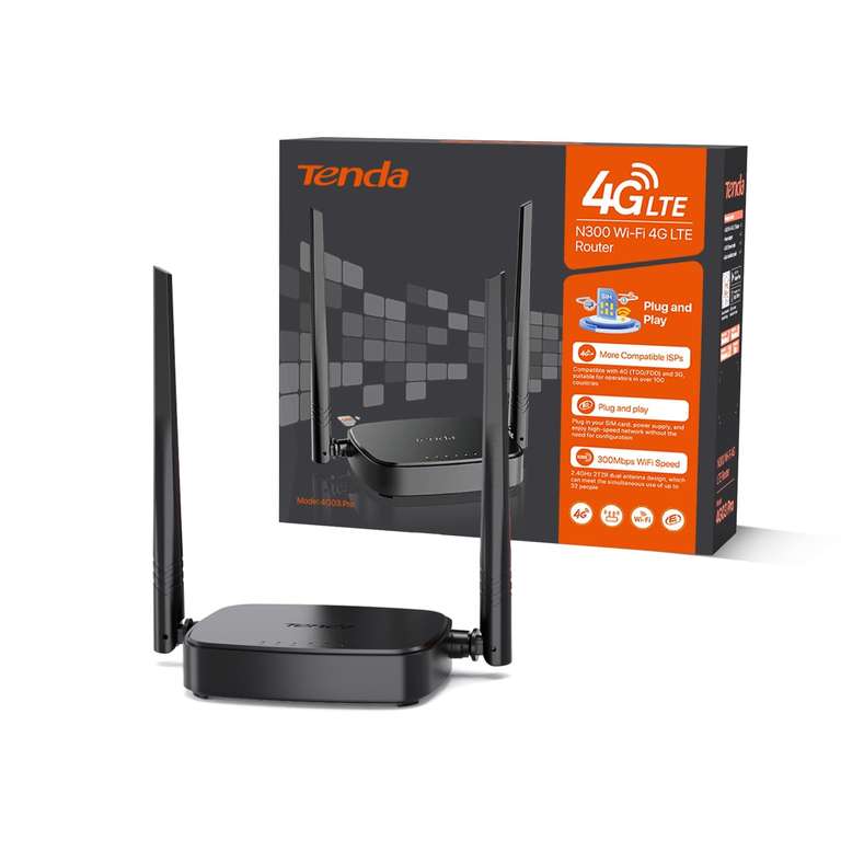 Tenda Router 4G SIM 4G03 Pro, 3G/4G Wireless Single Band 2.4GHz