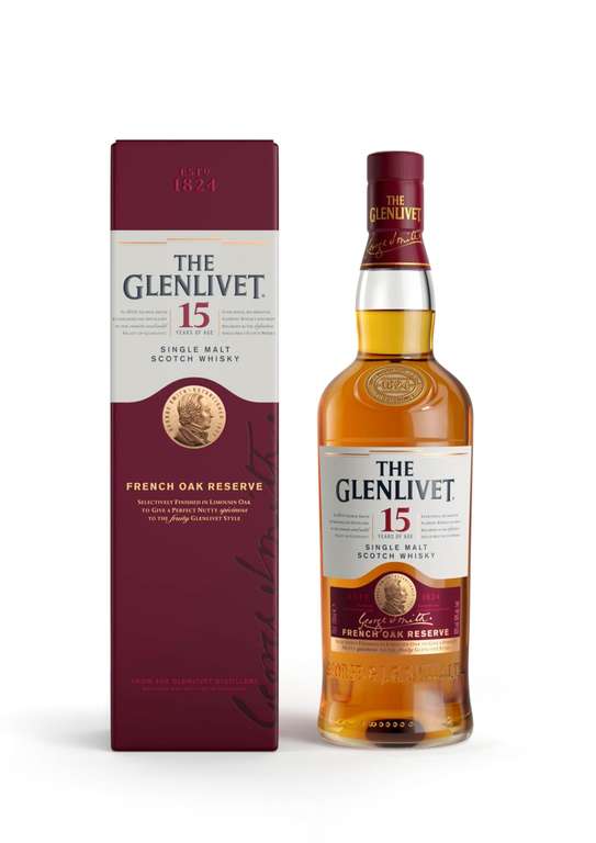 The Glenlivet 15 Year Old Single Malt Scotch Whisky (French Oak Reserve), 70cl with Gift Box