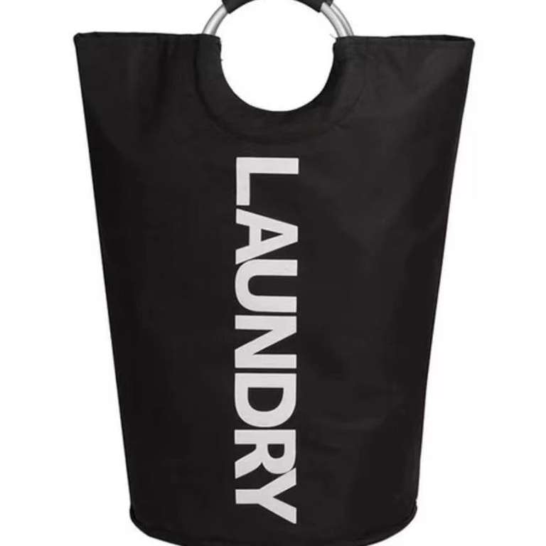 Thick Fabric Collapsible Foldable Laundry Basket Bag 90L Black With Code Sold By Haul Global (Prime Only)