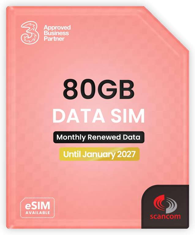 Three 80gb Data SIM Card Preloaded Monthly till January 2027 - Prime Price - Sold by Scancom_Distribution FBA