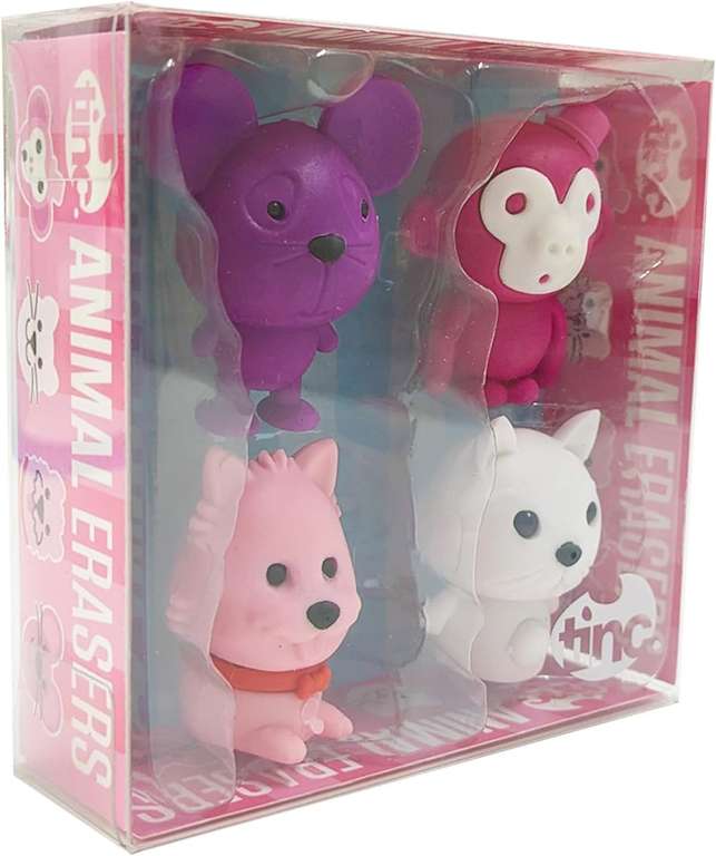 Tinc Eraser Pack - Animal Collection - Pack of 4