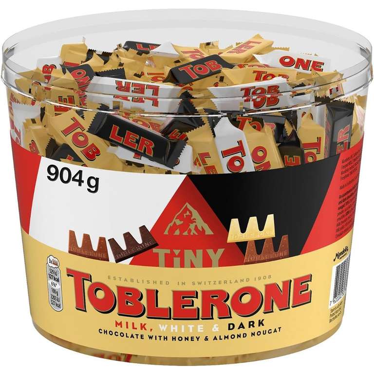 Toblerone Extra Large Tub, 113 Tiny Toblerones, 904 g, £11.74 max Subscribe & Save