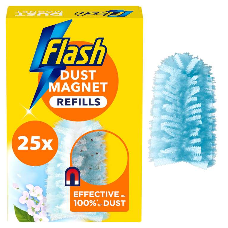 Flash Cleaning Dust Magnet Refills, Fluffy Dusters Refills, 25x Scented Dusters