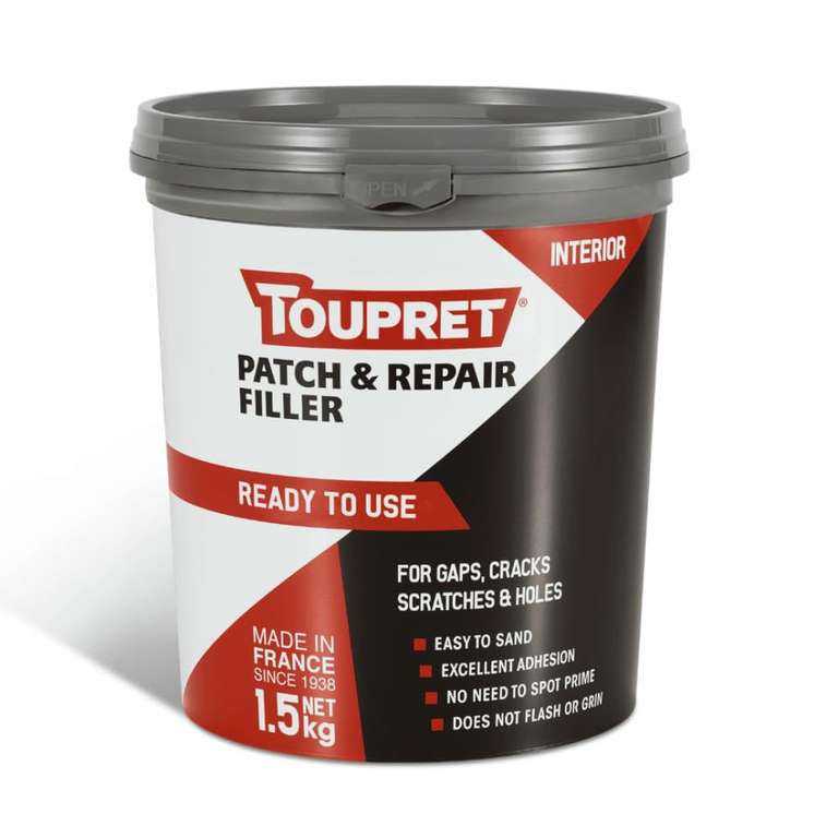 Toupret Patch & Repair Filler Quick Dry - Fast Drying Interior Wall & Ceiling Filler 1.5kg
