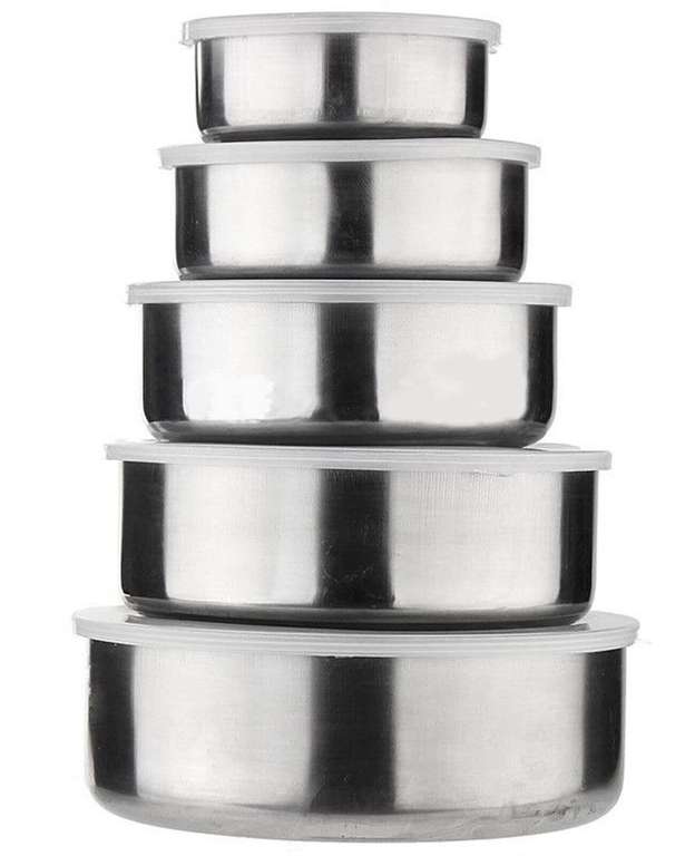True Face Stainless Steel Food Storage Bowl Set with Lids - 5 Pieces - Sold by Truefaceuk FBA