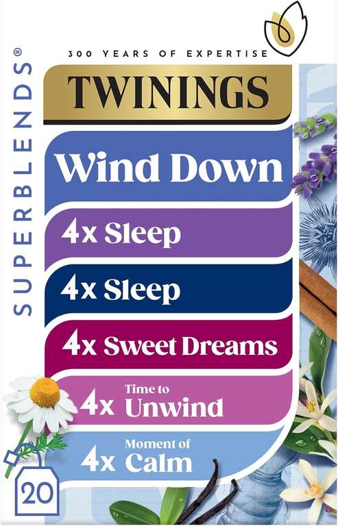 Twinings Wind Down Collection Tea for Relaxation, Sleep, Calm & Unwind, 20 Tea Bags - £1.74 w 15% off coupon + max S&S