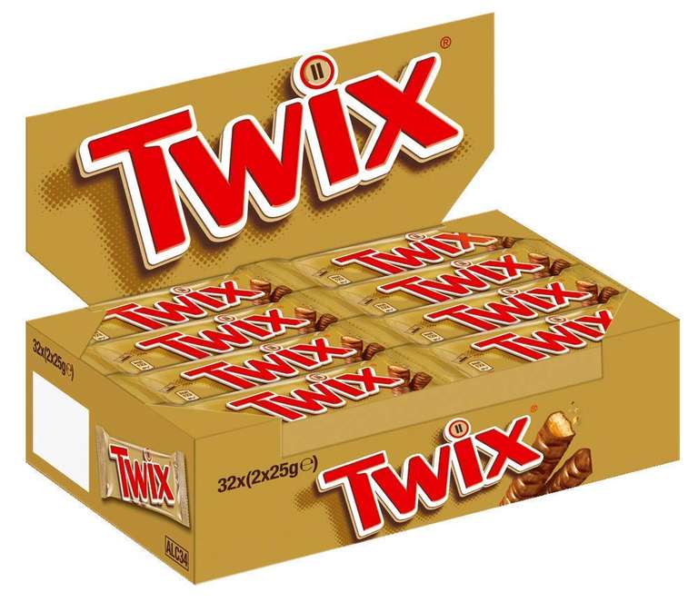 Twix Milk Chocolate Bars with Biscuit & Caramel, Bulk Chocolate, 32 x 50g