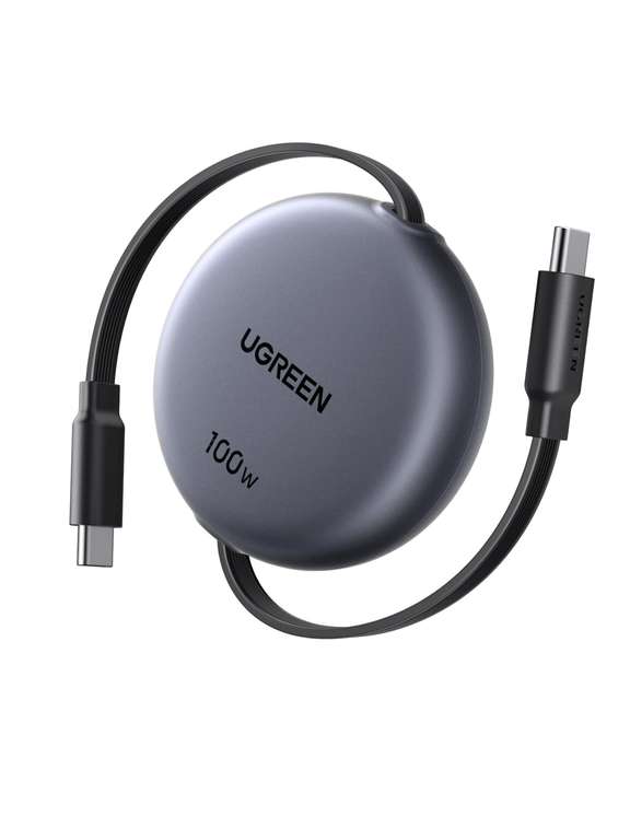 UGREEN 100W Nexode Retractable USB C Cable (Black) / White - £10.99 Prime Exclusive - Sold by UGREEN Group Limited UK / FBA