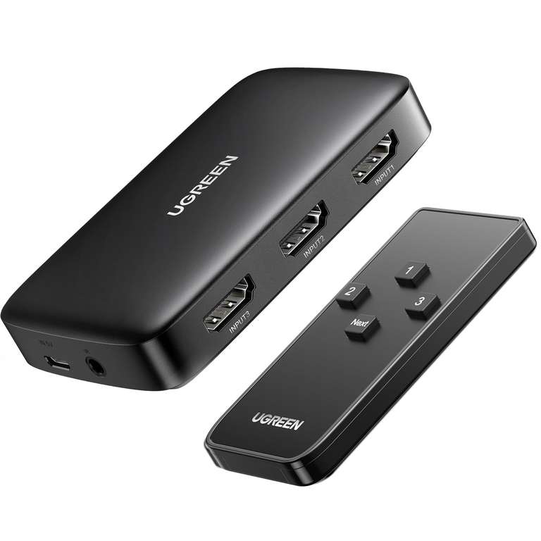 UGREEN HDMI Switch 3 IN 1 OUT HDMI Switcher Splitter Supports 4K 3D HD Monitor Wireless Remoter Control