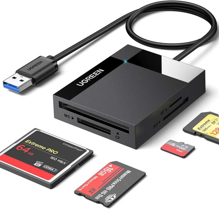 UGREEN SD Card Reader, 4-IN-1 USB 3.0 to SD CF TF MS Card Adapter, 5Gbps - Sold by UGREEN GROUP LIMITED UK FBA