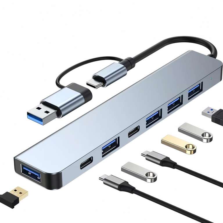 USB C Hub 7-in-1, USB-C to HDMI 4K Adapter, 2x USB-A + USB-C 5Gbps Data Ports - Sold by Jiawentao /FBA